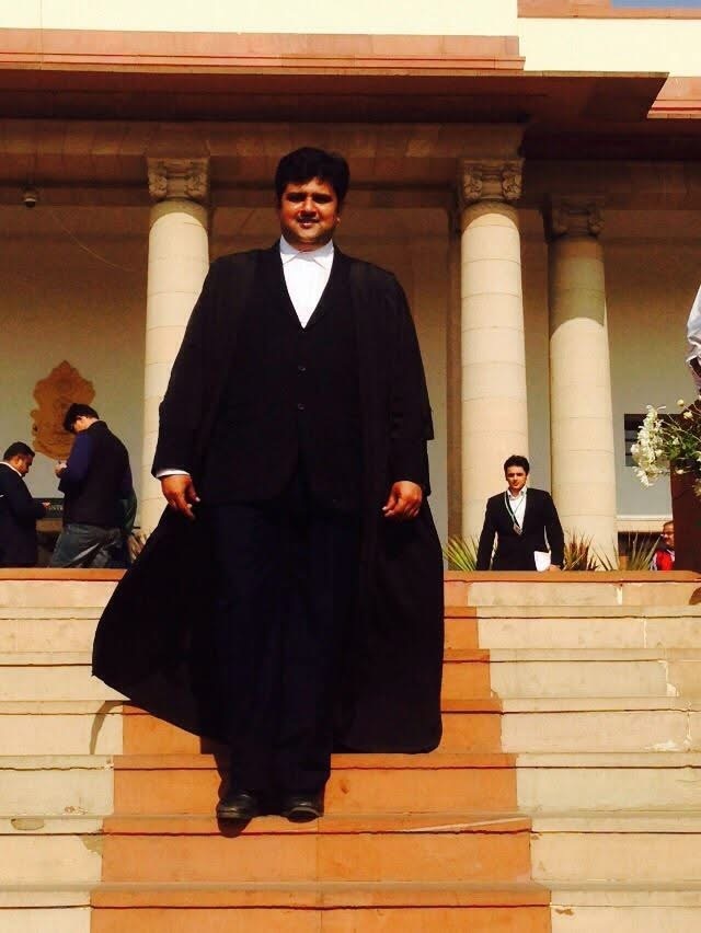 Adv. Harshad Bhadbhade in advocate robes at the Bombay High Court